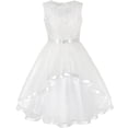 thumbnail image 1 of Vestido de Niña de Flores Blanco Hueso con Cinturón para Boda Fiesta Dama de Honor 4, 1 of 10