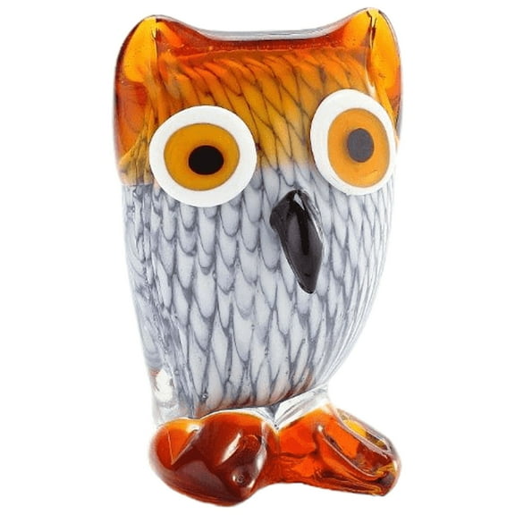 CC Home Furnishings 4” Orange and White Glass Decorative Owl Figurine