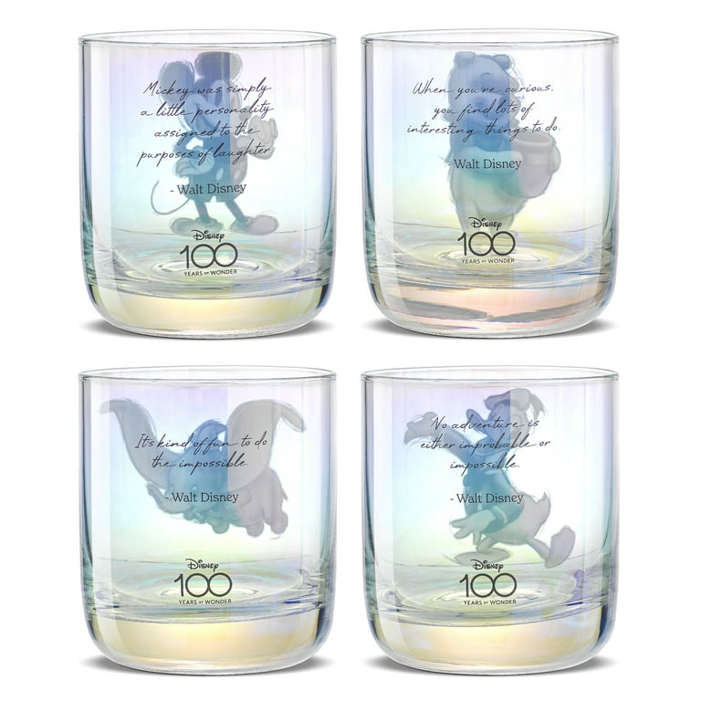 JoyJolt Disney100 Limited Edition Walt Disney Quotes Drinking Glass Set -  10 oz - Set of 4