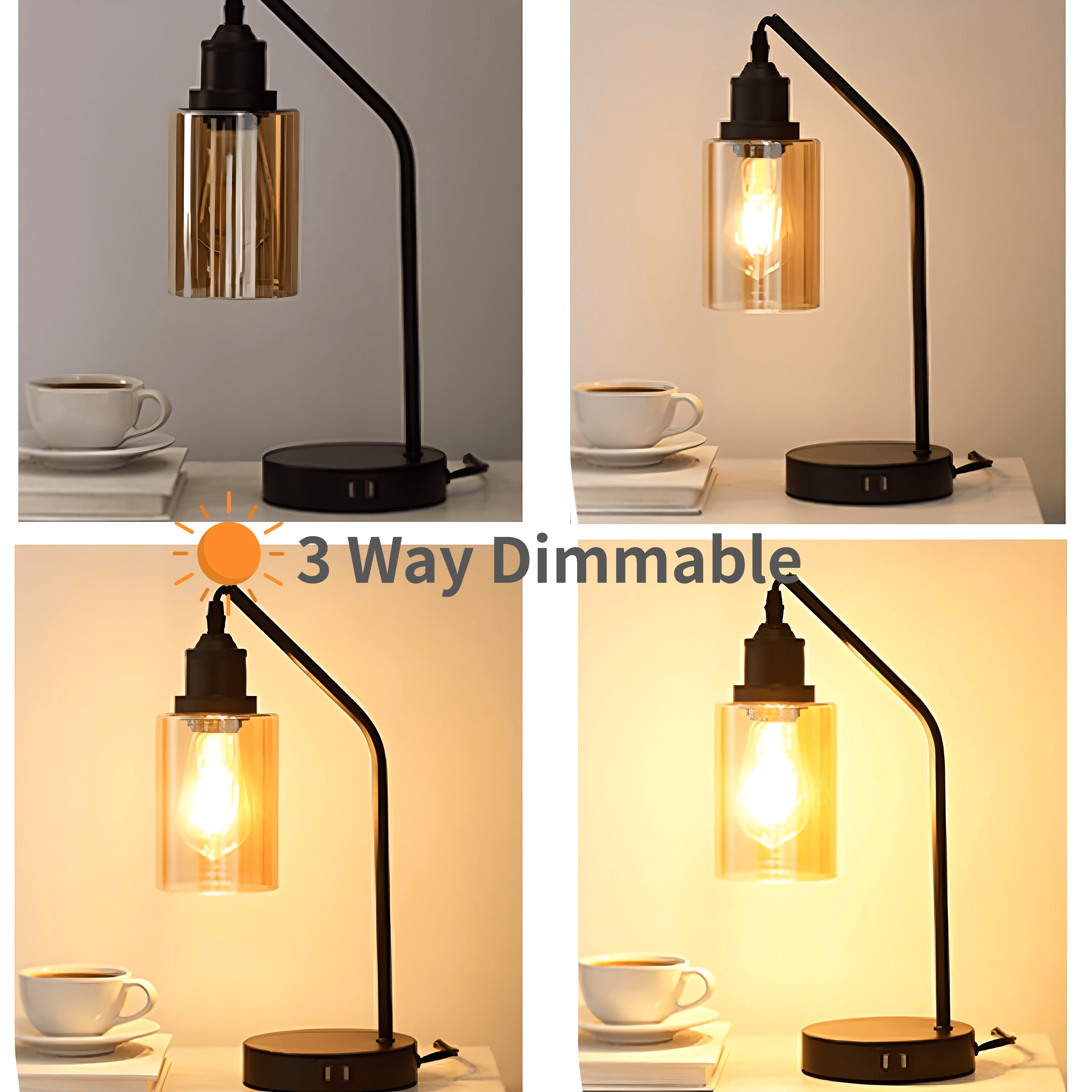 AKASUKI Industrial Touch Control Table Lamps Set of 2, Black 