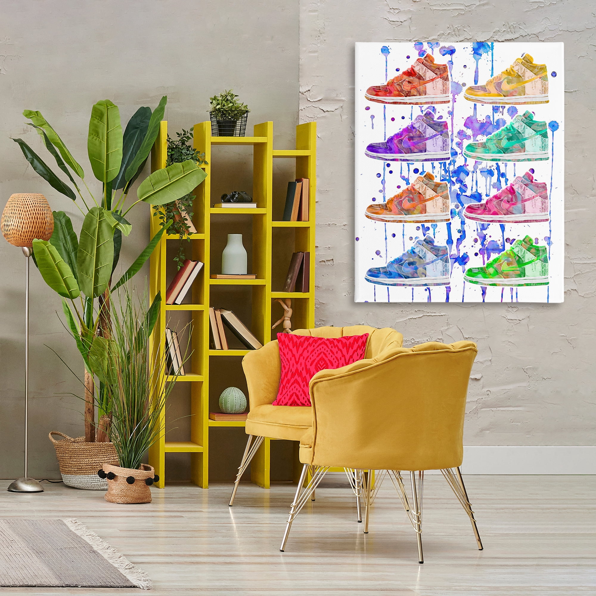 Stupell Industries Paint Drip Sneakers Beauty & Fashion Painting Gallery Wrapped Canvas Art Print Wall Art, 36 x 48
