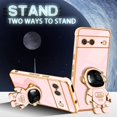 thumbnail image 4 of Funda para Google Pixel 7, con soporte de astronauta para mujeres y niñas, diseño de astronauta, corazón de amor, chapado en oro 6D, con soporte para Pixel 7 de 6,3 pulgadas, color rosa, 4 of 8