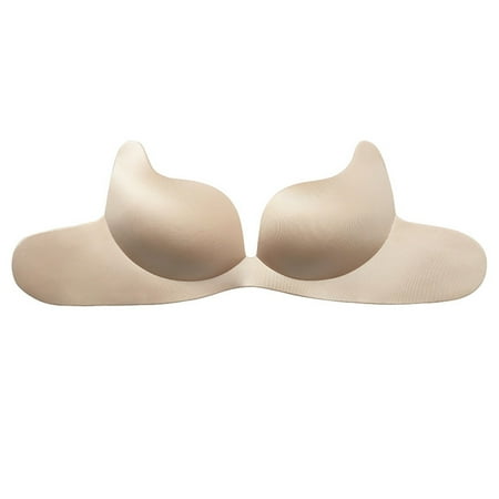 

Aayomet Push Up Bra Women s Deep Strapless Backless Sticky Underwire Push Up Adhesive Bra Beige Medium