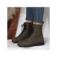 thumbnail image 4 of Frontwalk Women Ankle Boots Casual Combat Boot Side Zip Booties Walking Fashion Shoes Womens Lace Up Army Green 9, 4 of 6