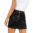 thumbnail image 5 of QAFOPEH Women's Sequin Skirt Sparkling Elastic Waist Club Party Night Out Bodycon Mini Skirt, 5 of 7