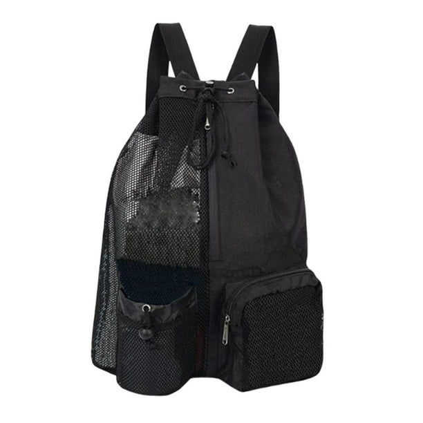 Mochila con cordón para fitness, ligera, de gran capacidad, transpirable para hombre y mujer. negro