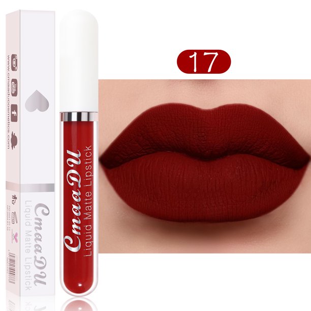 CmaaDu 1 lápiz labial líquido con brillo de labios mate, manchas de labios con resistente al agua de larga duración, rango de edad para adultos, tonos rojos fáciles de colorear