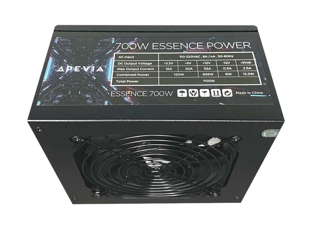 Apevia ATX-ES700W Essence 700W ATX Semi-Modular Gaming Power Supply with Auto-Thermally Controlled 120mm Black Fan, 115/230V Switch, All Protections