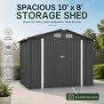 thumbnail image 2 of Seizeen 10x4 FT Metal Storage Shed, All-Weather Outdoor Utility Shed with Air Vent, Lockable Hinged Doors, Sloped Roof, Galvanized Steel Walk-in Garden Tool Shed for Bike, Lawn Mower, Patio Backyard, 2 of 8