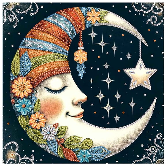 5D DIY Diamond Painting Kit Moon Hat Diamond Art Perfect for Home and Office Decor Ideal Holiday Gift