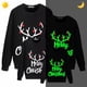 thumbnail image 2 of Camisetas navideñas a juego para la familia, diseño exclusivo luminoso, Feliz Navidad, cornamenta, sudadera familiar, 2 of 3