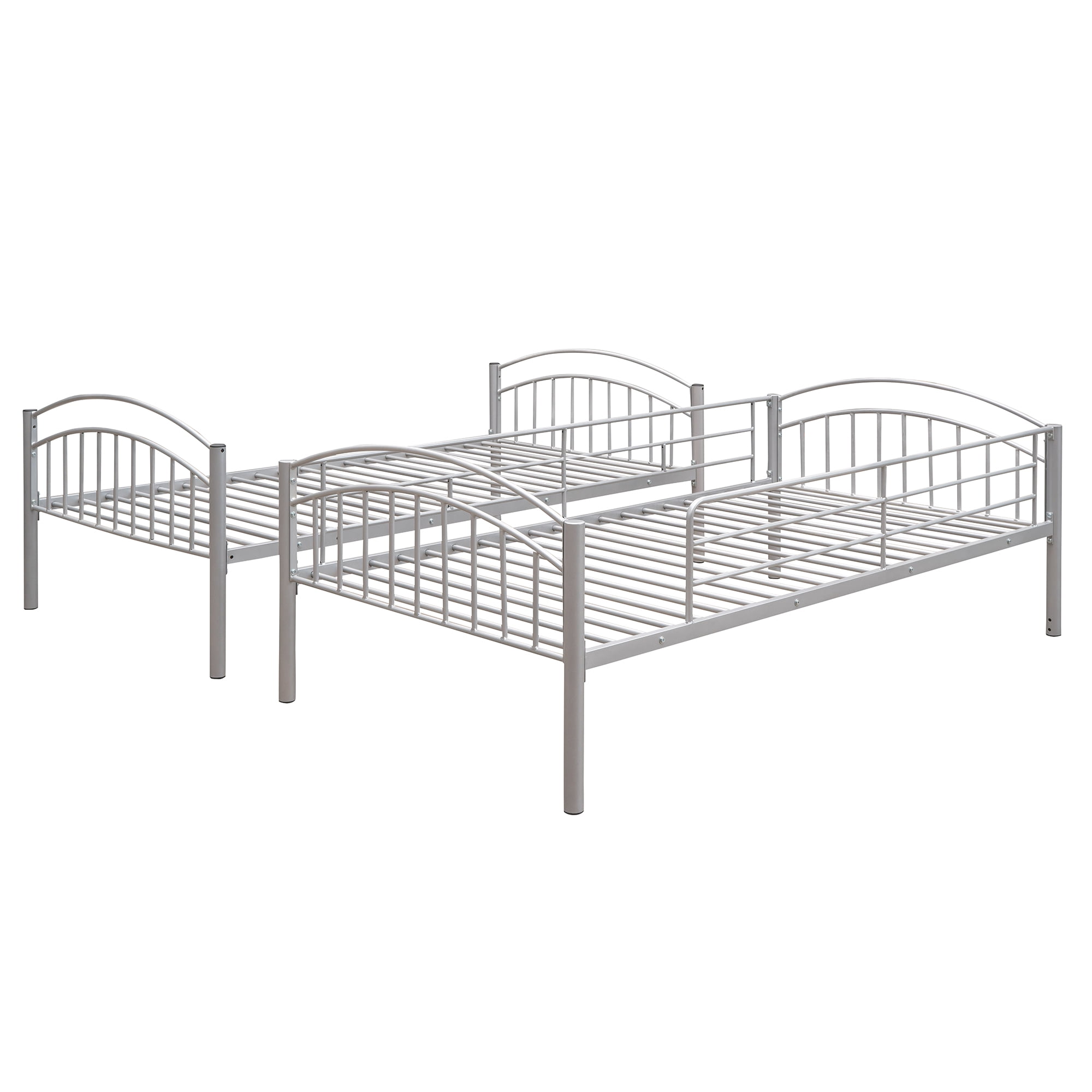 Gewnee Convertible Twin over Twin Heavy Duty Metal Bunk Bed with Ladder for Kids Teens,Silver