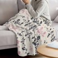 thumbnail image 3 of Grey Pink Botanical Blanket Soft Cozy Warm Throw Blanket for Couch, Plush Fuzzy Flannel Fleece Blankets for Sofa, Rustic Country Spring Floral Summer Leaf Bed Blankets Gifts for Men, 50"x60", 3 of 9