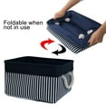 thumbnail image 3 of PiccoCasa Canvas Foldable Cube Containers Striped Storage Baskets with Rope Handles, Navy Blue Medium, 3 of 6