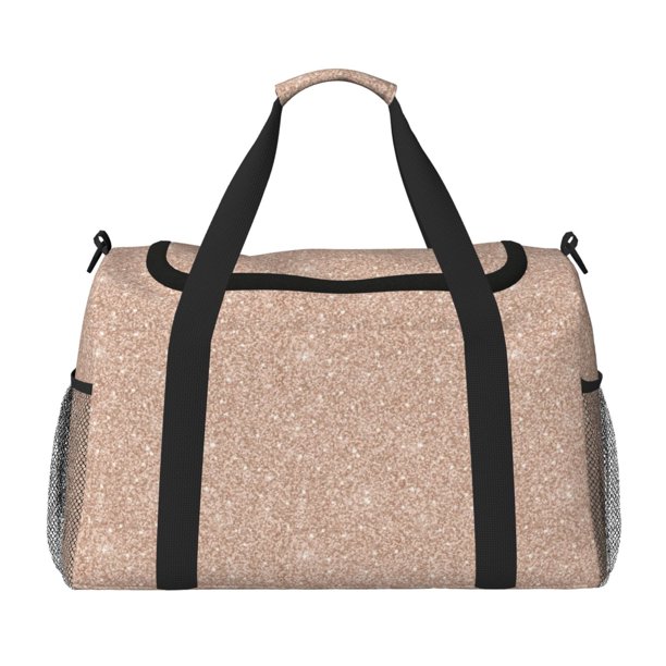 Disketp Beige Sparkling Glitter Bolsa de Viaje Tipo Duffle, Bolso de Mano para Fin de Semana para Mujer, Bolsa de Gimnasio Ligera para Hombre, Esencial para Viajes