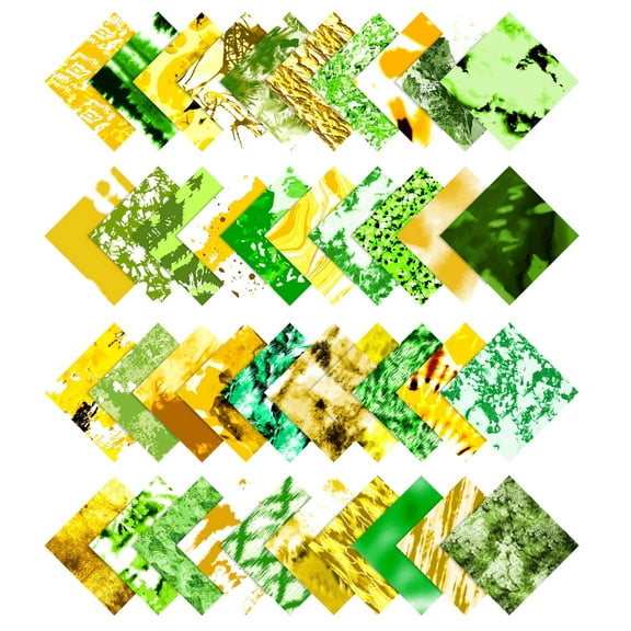 Soimoi Tie Dye Print Precut 5-inch Cotton Fabric Quilting Squares Charm Pack DIY Patchwork Sewing Craft SW-Yellow