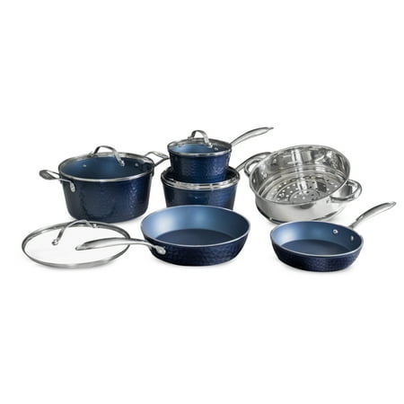 

Orgreenic 10 piece hammered blue w/rough interior coating