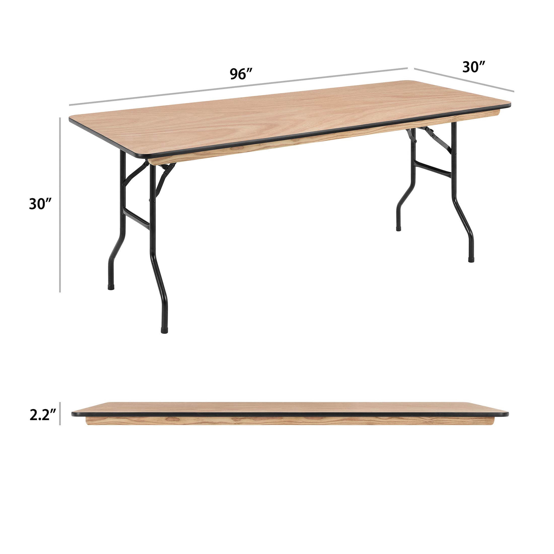 Mainstays 8' Wood Banquet Fixed Table Top Folding Legs Table, Natural