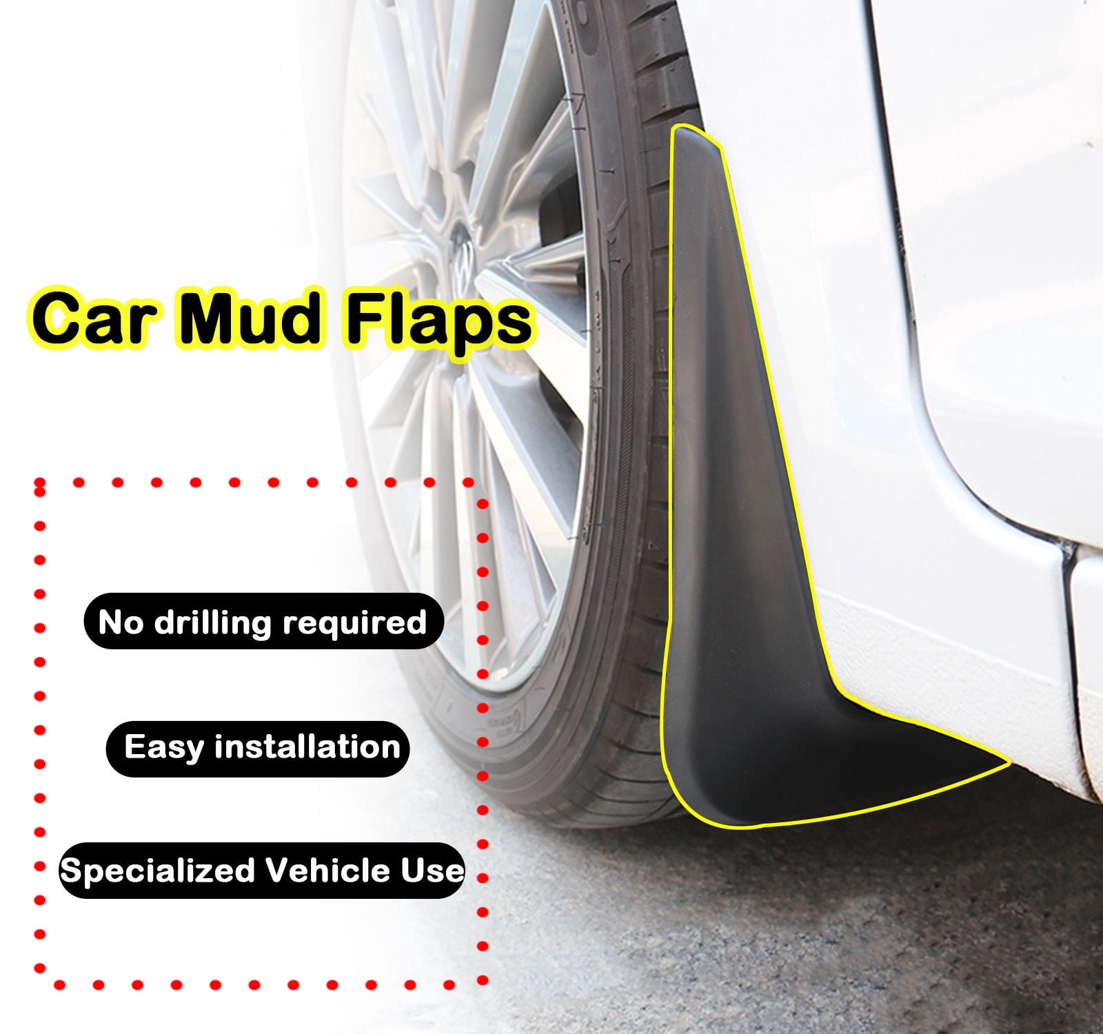 For Hyundai Santa Fe 2013-2018 Splash Mud Flaps, 4PCS Guards Splash Tire Protector, Custom No Drilling Mud Guards-black