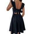 thumbnail image 5 of Franhais Women Summer Slip Mini Dress, Fly Sleeve Square Neck Backless A-line Dress for Party, 5 of 6
