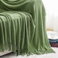 thumbnail image 3 of Battilo Green Throw Blanket for Couch, Decorative Blanket for Bedroom, Soft Warm Throw with Tassels, 50"x60", 3 of 7