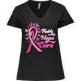 thumbnail image 3 of Inktastic Faith Hope Cure Breast Cancer Awareness Women's Plus Size V-Neck T-Shirt, 3 of 5