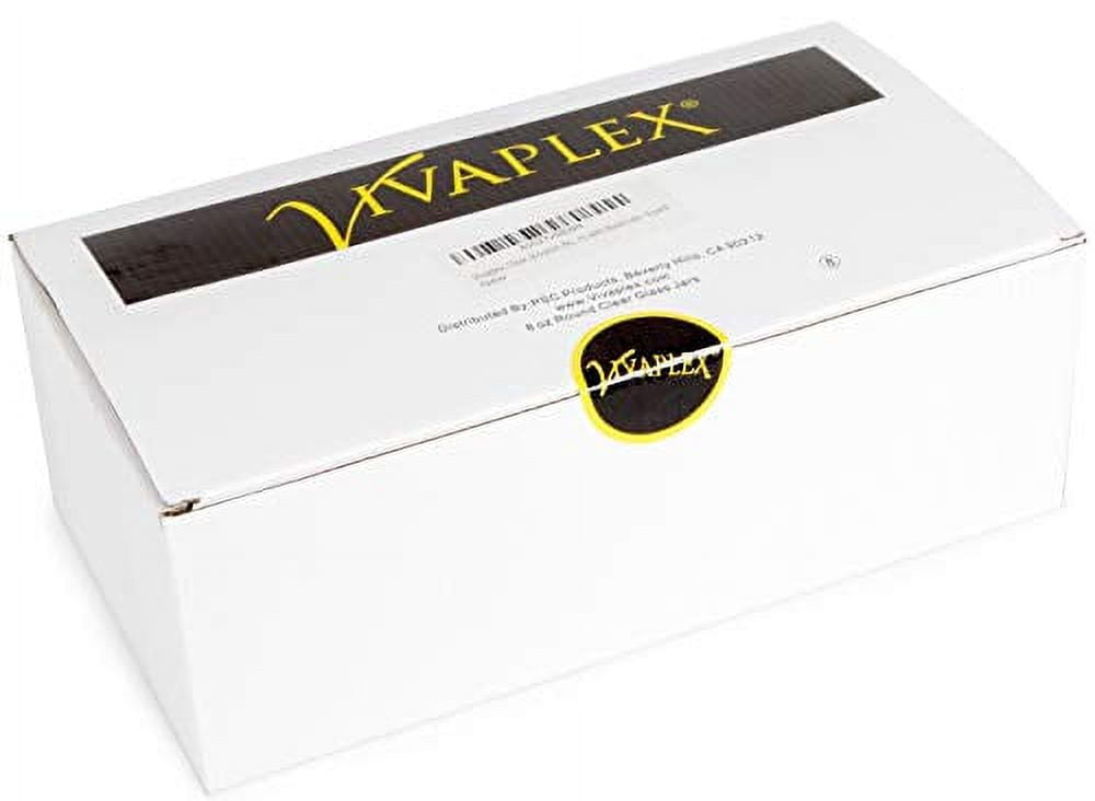 Vivaplex, Clear, 8 ounce, Round Glass Jars, with Black Lids - 8 pack