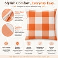 thumbnail image 4 of Fall Pillow Covers Buffalo Check Plaid Throw Pillow Covers Farmhouse Decorative Square Pillow Cover Case Cushion Pillowcase 18x18 inches for Home Decor Sofa Orange and White 4PCS, 4 of 7