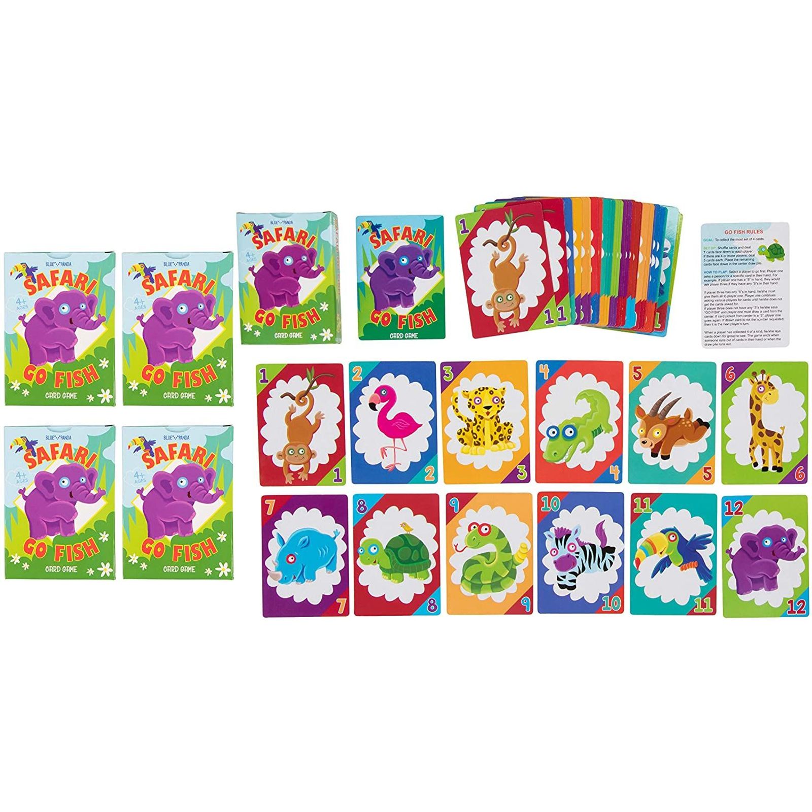 Go Fish Card Game for Kids - 4-Pack Classic Card Game for Kids - Go Fish,  Old Maid, Memory, Matching Games, Safari Animals Illustrations, 4 Decks of  48 Cards Each - Walmart.com