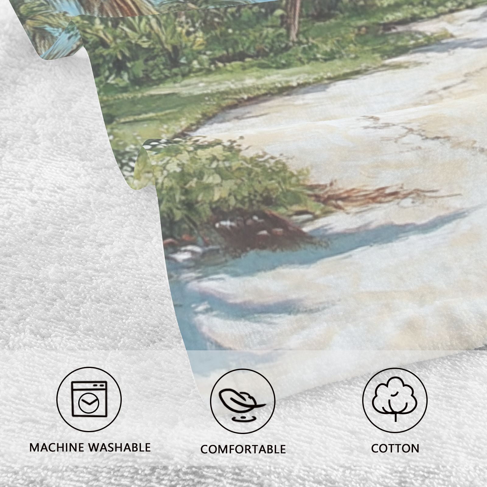 Paradise Island Hand Towels Cotton Bath Towels Large Face Towels Absorbent for Bathroom 2 Packs
