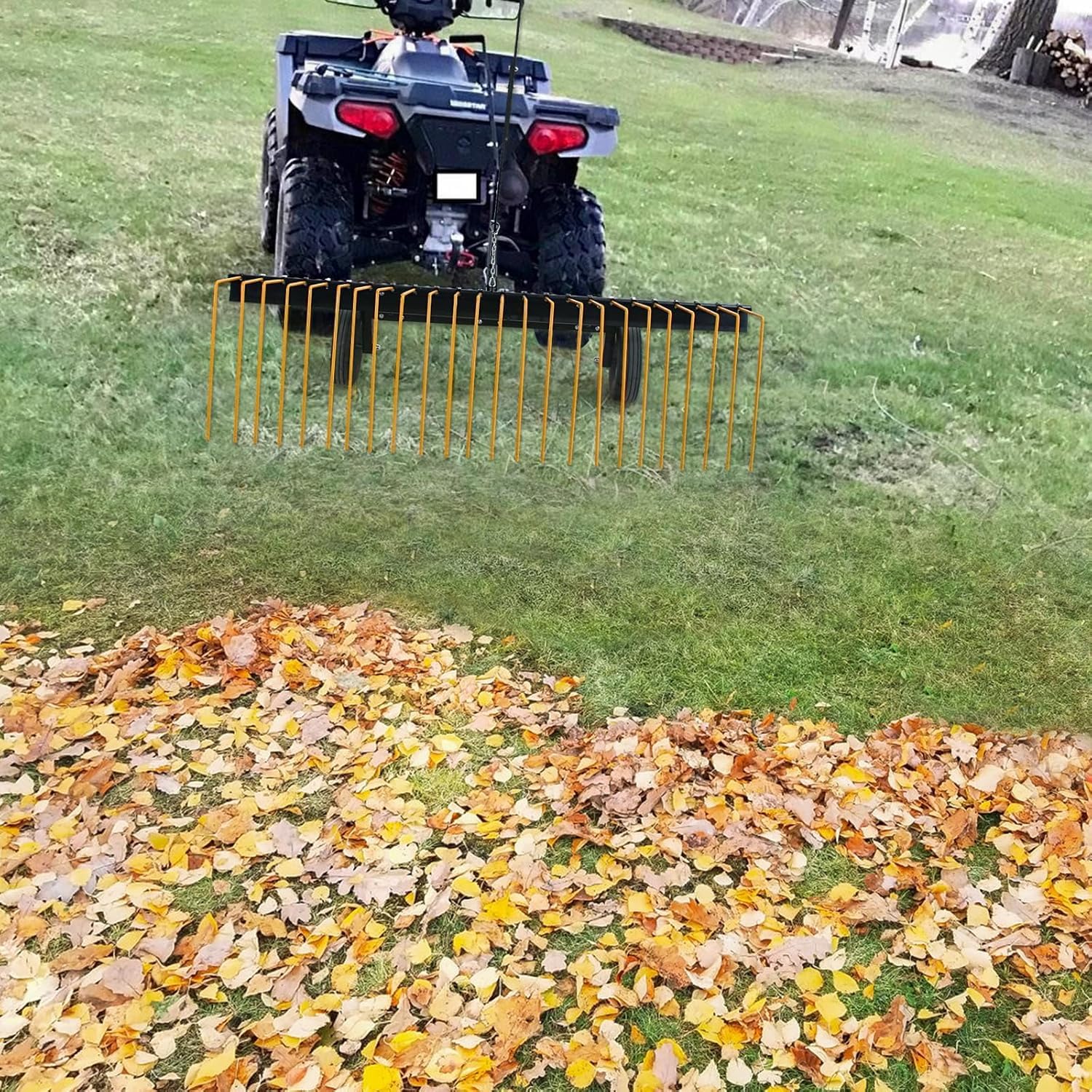 CazToi 60 Inch Lawn Dethatcher with 24 Tines for Thatch Removal Tow Behind
