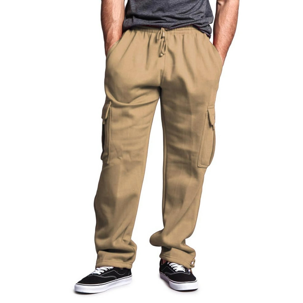 G-Style USA - G-Style USA Men's Solid Fleece Cargo Pants DFP2 - Khaki ...