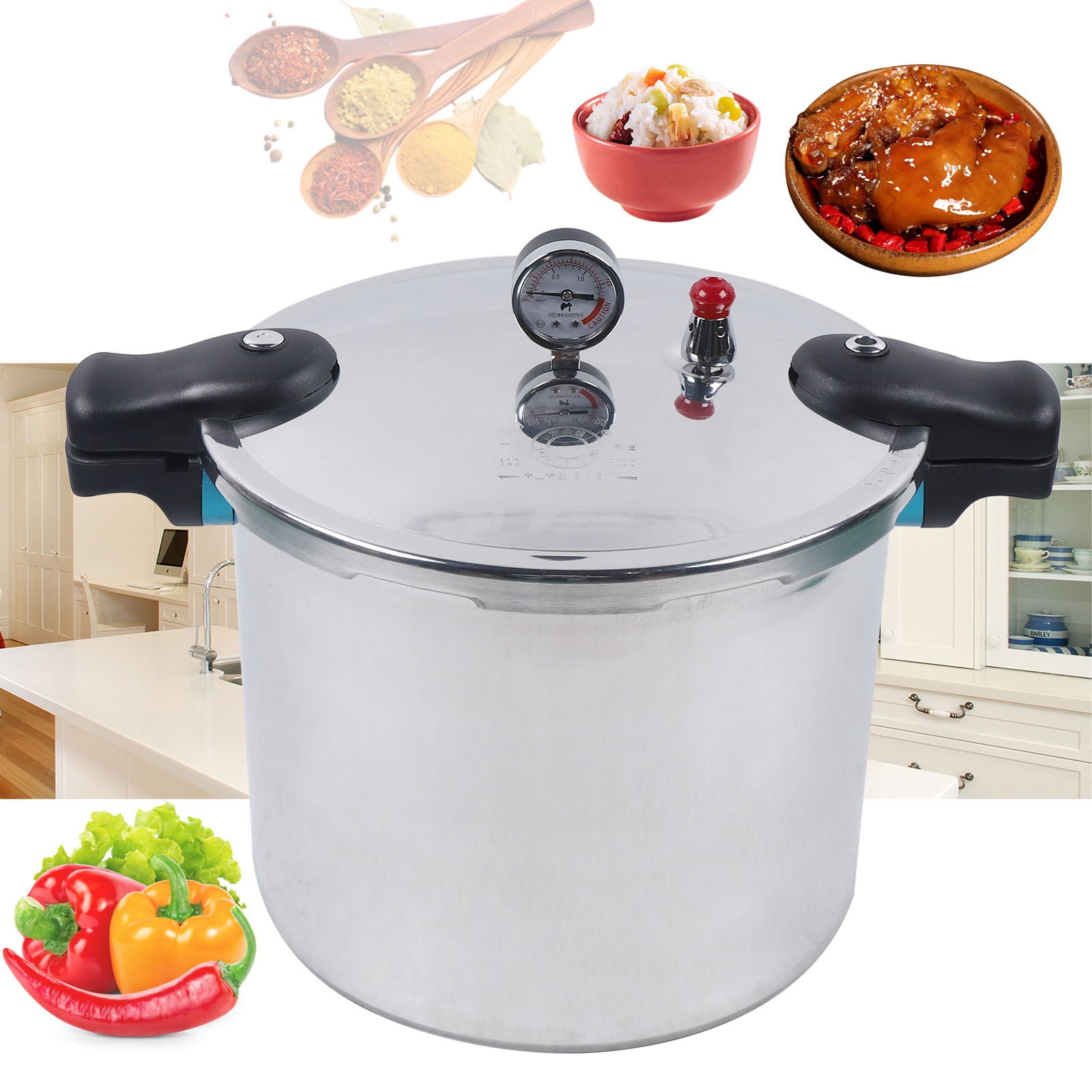 Wuzstar 23 Quart Aluminium Pressure Canner Cooker with Gauge Release