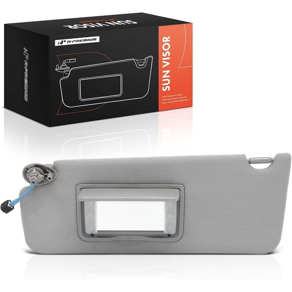 A-Premium Driver Left Side Sun Visor Compatible with Honda Pilot 2016-2022 Ridgeline 2017-2023 Passport 2019-2022 - with Vanity Mirror with Vanity Light Gray Color - Replaces 83280TG7A12ZB