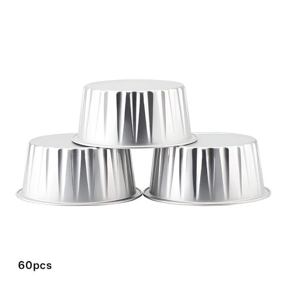 ACDANC Disposable Creme Brulee Ramekins,Silver 60Packs 5oz Baking Cups with Lids Mini Muffin Liners,Dessert Cheesecake Pan Creme Brulee Cupcake Containers for Catering Gathering Club Wedding Party