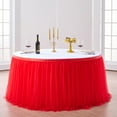 thumbnail image 3 of Faldón de mesa Suppromo de tul rojo de 2,7 m para rectángulo o redondo, 3 of 6