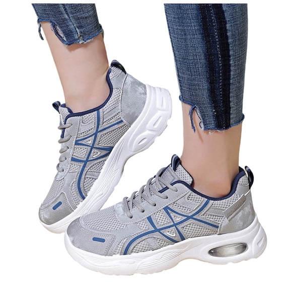 HEWUQI Women's Slip on Walking Shoes Cushion Running Tennis Shoes Arch Support Non Slip Sole Workout Gym Athletic Fashion Sneakers Gray Size 8.5