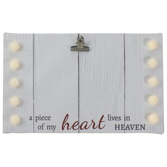 Northlight LED Lighted "A Piece of My Heart Lives in Heaven" Canvas with Photo Clip - 10.25"