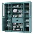 thumbnail image 3 of 100% Solid Wood Kitchen Pantry Storage Cabinet with Solid, Clear Glass Doors, Adjustable Shelves and 2-Drawers, Aqua Blue China Cabinet, 3 of 6