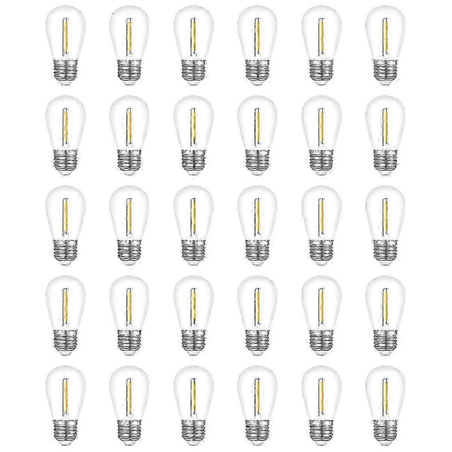 30-Pack Waterproof S14 String Light Bulbs, E26 Base Warm White Outdoor Replacement Bulbs
