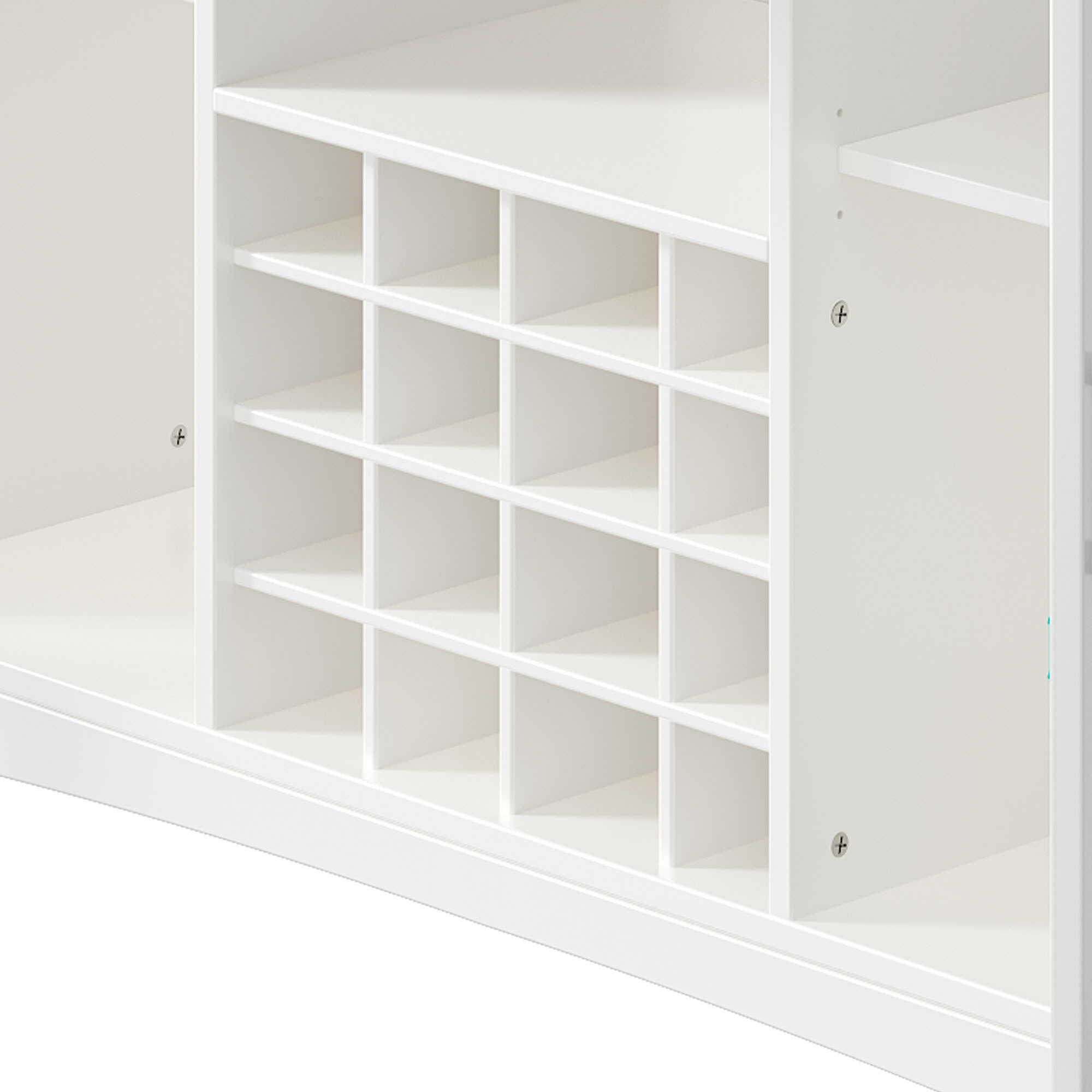 Uforic Wine Cabinet with Power Outlets & LED Lights, Bar Table with Wine Storage & Glass Rack, White