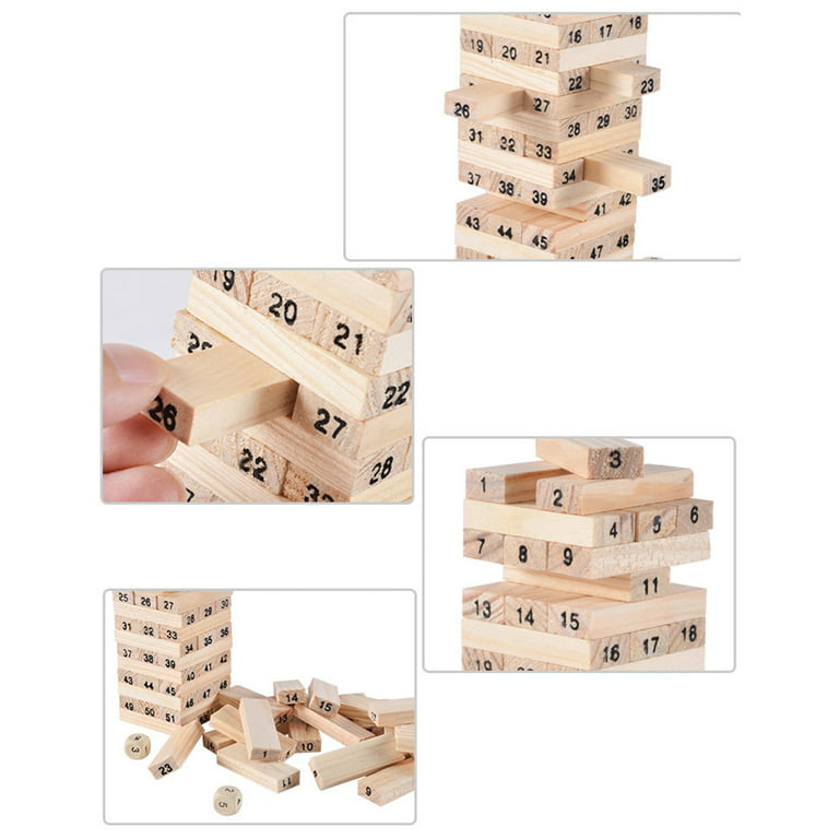 100Pcs Wooden Building Blocks Set- Wood Stacker Stacking Blocks Game Toys  for Toddlers , Multiple Shapes, Numbers Blocks and ABC Alphabets Blocks