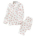 thumbnail image 2 of Button Up Pajamas For Women Set Loose Casual Cozy Cardigan Heart Print Collar Long Sleeve Button Up Loungewear Soft Two Piece Holiday Sleepwear With Pockets White XL, 2 of 4