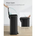 thumbnail image 2 of 21-Gallon Stainless Steel Trash Can - Large Kitchen Bin with Odor Control, Stay-Open Lid & Wide Pedal, Space-Saving Design, Black, 2 of 6