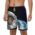 thumbnail image 2 of Balery Cat Astronaut Mens Swim Trunks Swim Shorts for Men Quick Dry Inseam Beach Shorts with Compression Liner Pocket-3X-Large, 2 of 9
