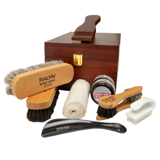 Ralyn Shoe Shine Box with Accessories. Horsehair Brush Polish ...