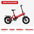 thumbnail image 3 of Windhorse W1-RED City VoltRide Foldable Electric Bike for Adults 16" Fat Tires Beach Cruiser with Smart App (Red), 3 of 9