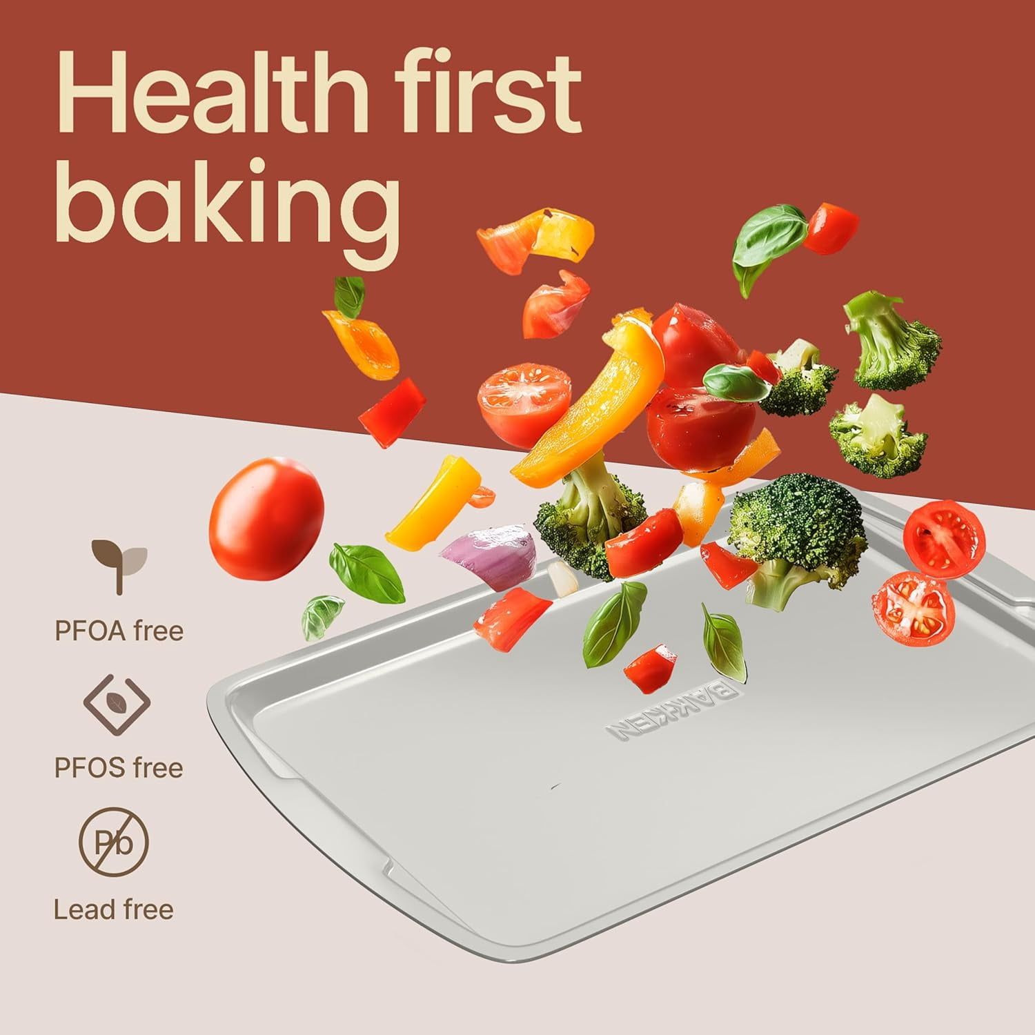 BAKKEN Kitchen Baking Pan Set – 3-Piece Nonstick Carbon Steel Bakeware, Commercial-Grade, Oven Safe up to 450°F, Blue Marble