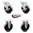 thumbnail image 2 of 5 Inch Hard Rubber Wheel Swivel Top Plate Caster Set with 2 Brake 2 Rigid SCC, 2 of 2