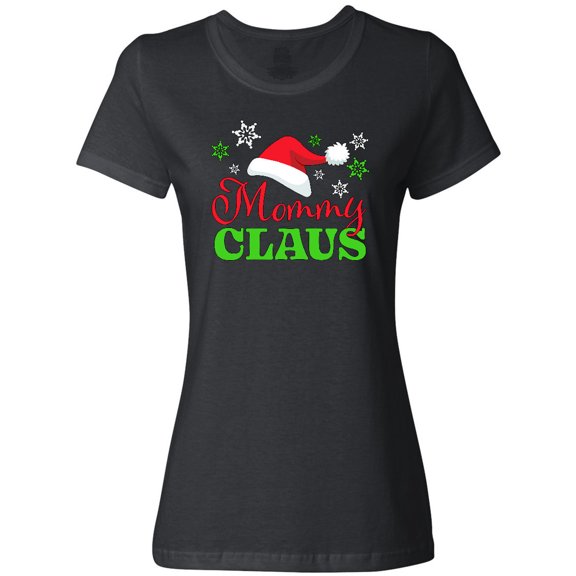 Inktastic Mommy Claus with Christmas Santa Hat and Snowflakes Women's T-Shirt